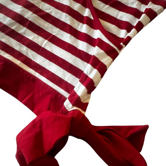 I.N.C. Red & White Striped Wrap Sleeveless Top w/ Side Bow | Size M - Picture 8 of 10